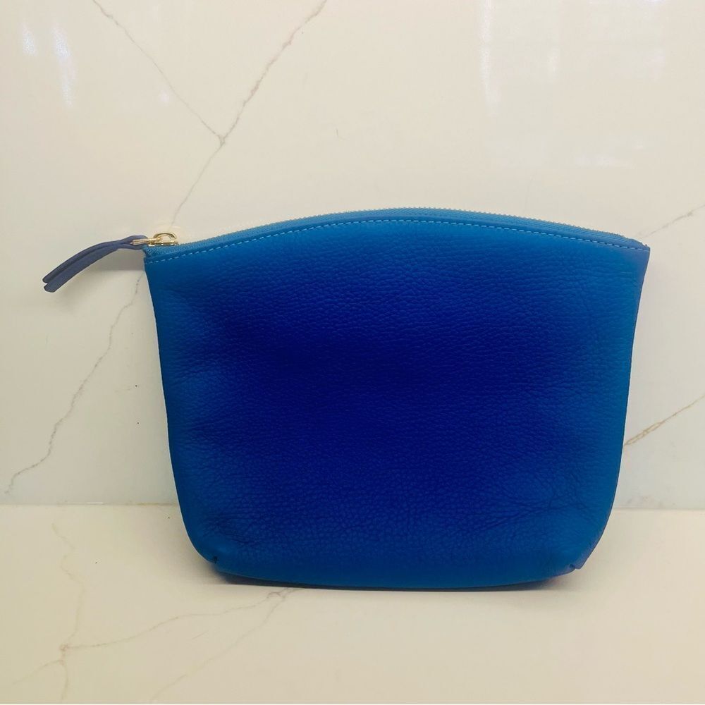 💙J’da Palm Beach Pebbled Leather Make-Up & Cosmetic Pouch- Colbalt Blue NWOT - Picture 2 of 5
